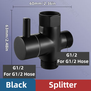 Shower Diverter Valve 1 In 2 Out Water Tap Splitter Thickened Brass T-Adapter Universal G1/2 Joint Leak-Proof Replacement