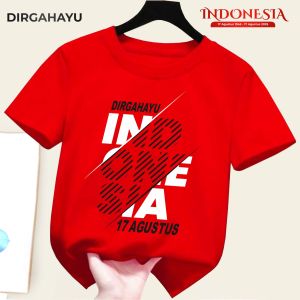 Dirgahayu Kemerdekaan Indonesia Kaos Anak Atasan Dan Setelan Usia 1-10 Tahun Edisi Merah Putih