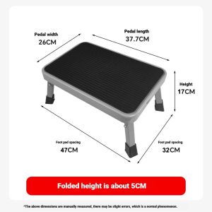 ArtLiving One Step Folding Metal Step Stool 150kg Capacity Portable Step Ladder Non-Slip Sturdy
