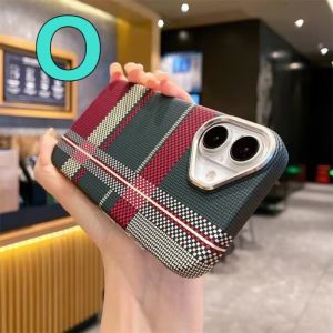 [JLK] Luxury Carbon Fiber Kevlar Pattern PC Armor Magnetic Case For iPhone 16 15 14 Plus 13 12 11 Pro Max Shockproof for MagSafe Cover