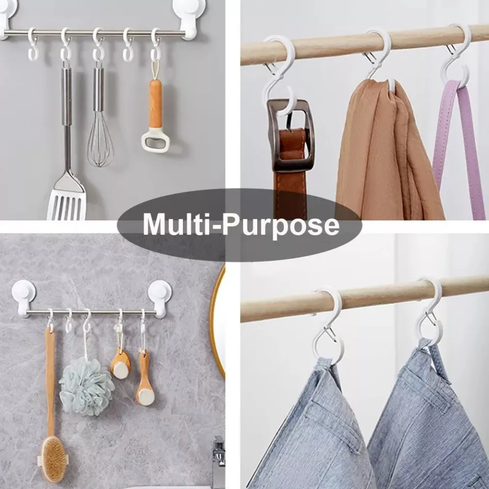 8pcs S Shaped Hook Hanger Hanging Hooks For Kitchen Hanger Railing Hooks  Closet Hook Coat Hat Tie Hanging Storage Organizer Hook