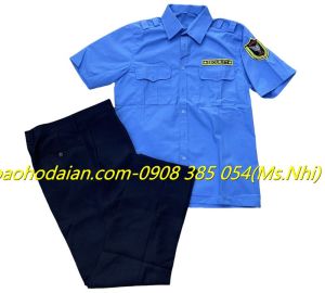 Quần áo bảo vệ ngắn tay màu xanh dương chất vải thấm hút mồ hôi