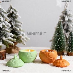 [COD] MINIFRIUT Christmas Ornaments Round Candle Jar Silicone Mold DIY Handmade Relief Snows Berry Ball Plaster Resin Storage Box Craft Molds