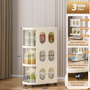 Mobile Storage Rack No-Install Snack Folding Storage Box Diaper and Formula Plastic Organizer Cart Living Room Multi-Functional Storage Cabinet