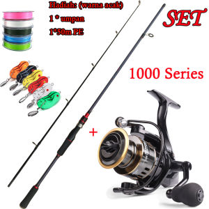 Set Joran Pancing Carbon Fiber Spinning Fishing Rod 1.65-2.1M Joran Pancing Set Reel Pancing Gulungan Pancing Pancingan Set Max Drag 7kg Lengkap 2 Bagian 12BB 5.2:1 untuk Air Tawar Pemutar Senar Bass dan Karper