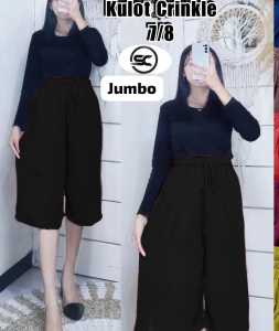 CELANA KULOT CRINKLE PENDEK 7/8 JUMBO PINGGANG TALI SERUT