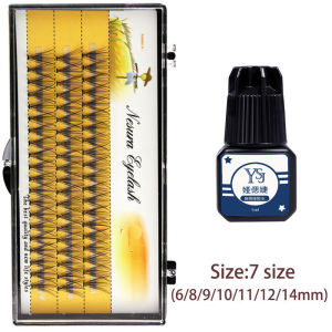 1 Box 10D 60Pcs Human Hair Eyelash Extension Set With Glue 3D DIY False Eyelashes Fake Lashes