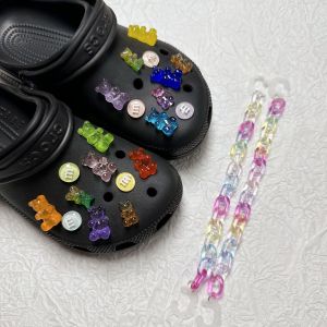 22 cái/bộ CROCS jibbitz quyến rũ sáng tạo khóa giày trong suốt gấu thiết lập trang trí có thể tháo rời màu giày chuỗi cho CROCS