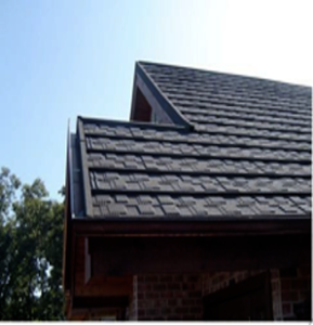 STONE COATED METAL SHINGLES ROOFING TILE - SHINGLE TILE DESIGN  COLOR: BLACK