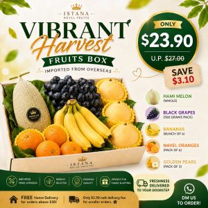 VIBRANT HARVEST FRUITS BOX IMPORTED INTERNATIONALLY - PACK OF 5 VARIETIES - ISTANA ROYAL FRUITS