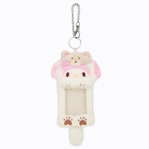 TSEVD KT Cat My Melody Photocard Holder Furry Cartoon Kuromi Bus Card Holder Kawaii with Tail  ID Card Cover Bag Pendant
