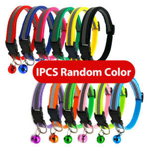 HATELI Cat Collar Reflective Pet Bell Collar Adjustable Size Suitable for Cats Puppy Pet Supplies Glow In The Dark Cat Accessories Dog Chain