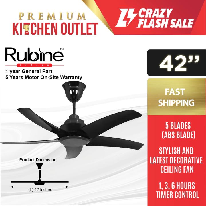 Rezo 42'' 5 Metal Blade | 5 Speed | Ceiling Fan | Remote Control | Ac ...