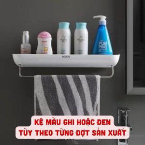 Kệ Để Đồ Phòng Tắm Kèm Thanh Treo Khăn Ecoco Kệ Nhà Tắm Lắp Đặt Dán Tường Tặng Miếng Dán Tường Cho Lần Đầu Sử Dụng Màu Ngẫu Nhiên