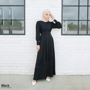 HAYNA Alleia Dress (Black) - Dress Kondangan Busui Friendly Gamis Wanita Muslim