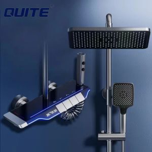 QUITE LED คีย์เปียโนชุดฝักบัวดิจิตอลก๊อกน้ําทองเหลืองหัวฝักบัวอาบน้ําร้อนและเย็นระบบฝักบัวดิจิตอล