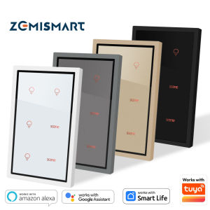 zemismart Zigbee Light Switch Scene Switch 4 Gang 4x2 Touch Wall Neutral Switche Google Home Voice Controlwork with Tuya Zigbee Hub
