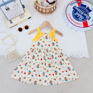 Váy đầm cộc tay tăm lạnh cho bé gái mềm mịn họa tiết xinh xắn 6-16kg năm 2026 dễ thương