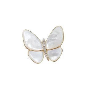 Enamel Charming White Butterfly Brooches for Women Rhinestone Beauty Classic Flying Insects Party Office Brooch Pin Gifts Jewelr h2610