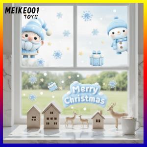 MEIKE001 แผ่นหิมะซานตาคลอสเกล็ดหิมะแบบคงที่ 1 2 3 4 4 6 9สติ๊กเกอร์ตกแต่งหน้าต่างคริสต์มาสตกแต่งบ้าน
