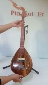 พิณไฟฟ้าไม้สักทองรุ่นเป็ดน้อย บอดี้ทำสีเงา 3สาย 15 เฟรต(เฟรตโค้ง)วงจรไฟฟ้า 1 ปิ๊กอัพ แบบฮัมบัคเกอร์