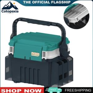 【New Arrival】 กล่องเกียร์ตกปลาสองชั้นพร้อมที่จับเครื่องมือตกปลากล่องเก็บความจุขนาดใหญ่พกพามัลติฟังก์ชั่นสำหรับผู้ชายผู้หญิง