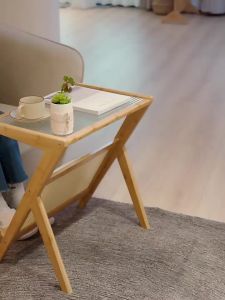 【LDIES】Rattan Small Coffee Table Multifunction Tea Table Simple Floor Glass Table Solid Wood Side Table Living Room Home GWTN
