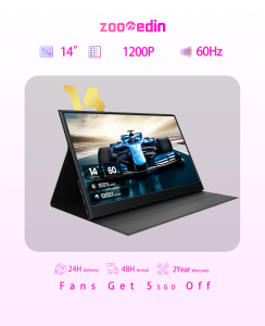 【Local Warehouse】ZOOMEDIN 14 Inch 1200P FHD Ultra-Slim Portable Monitor for Laptop External monitorDual Speaker Extender Display.USB HDMI VESA with Smart Cover for LaptopPC Phone Xbox PS4/5 Switch【Delivered Whinin 72 Hours】