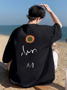 Mens 100% Cotton Floral Graphic Print T-shirt Casual Short Sleeve Crew Neck Tee Mens Clothing For Summer Outdoor