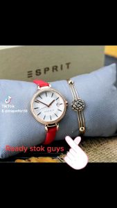 Jam tangan wanita fashion E5prit tali kulit free gelang