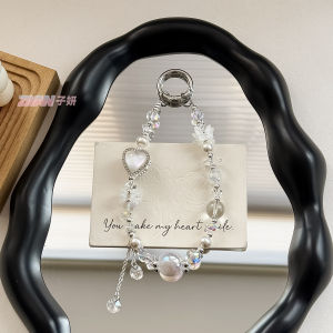 Original Design Two tone Beaded Love Car Keychain Crystal Phone Chain Premium Flower Pendant Bag Pendant