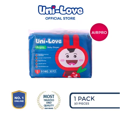 UniLove Airpro Baby Diaper 30s (Large) Pack of 1 - Hypoallergenic | Super Absorbent | Ultrasoft | Neutralizes PH Level | Double Leakguard | Taped type | Breathable