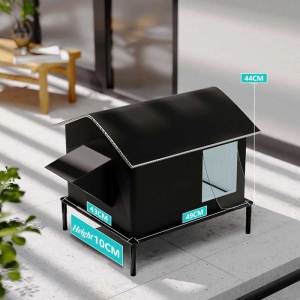 Cat House for Outside Extremely Weatherproof & Insulated in Winter Summer Elevated Outdoor Cat Shelter with Waterproof Eaves & Escape Door for Feral Stray Barn Cats Black