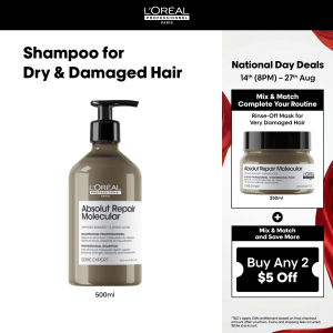 [PAYDAY EXCLUSIVE] LOreal Professionnel Serie Expert Absolut Repair Molecular Shampoo for Damaged Hair 500ml