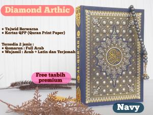 ( TIDAK BISA COSTUM NAMA ) ALQURAN A5 DAIMOND ARTHIC TAJWID WARNA FREE TASBIH MUTIARA