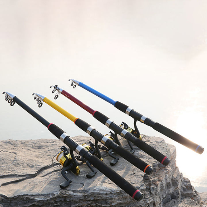 Fishing rod portable 1.8m 2.1m 2.4m glass fiber telescopic long throwing fishing  rod, complete set of fishing rod and reel, 100m fishing line, suitable for  beginners to fish in freshwater and ocean