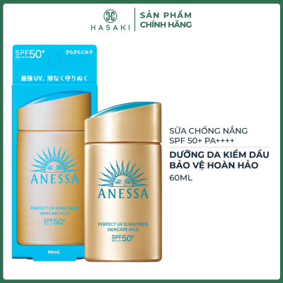 Sữa Chống Nắng Anessa Dưỡng Da Kiềm Dầu 60ml (Bản Mới) Perfect UV Sunscreen Skincare Milk N SPF50+ PA++++ Hasaki Sản Phẩm Chính Hãng