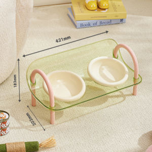AIMAYAPET Double Bowls Pet High Footed Bowl Anti-flip Adjustable Height Cat Food Water Bowl Anti-vomiting Stable Pet Food Dispenser