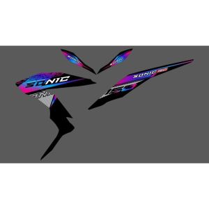 Striping Transparan Sonic 150 r Custom Rainbow Premium - Decal Striping UV Sonic 150r Variasi Desain - SSNC-UV - GSI