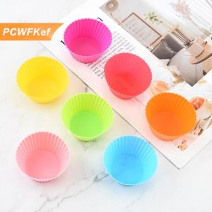 【PCWFKef】 7 cái lốc Silicone bánh cup hình tròn muffin cupcake nướng khuôn Nhà Bếp Nấu Ăn Cung cấp bánh trang trí công cụ
