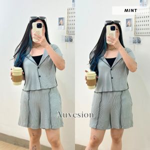 6135 Dara Button Corduroy Short One Set Wanita Knit Adem