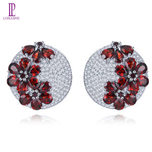 Silver 925 original natural garnet clip earrings Genuine Design Women Lovely Style Jewelry Gifts Birthday New Years