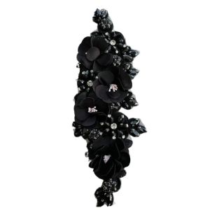 ALLLUCK Pha lê 3D Áo ren hạt Đá quý đính hạt Hạt thủy tinh lấp lánh Miếng vá thêu dây Váy hoa Tự làm Áo thêu hoa Váy cưới