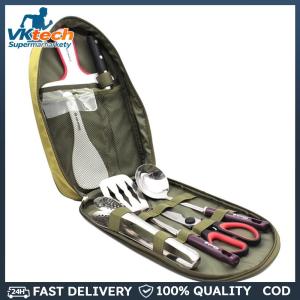 8 Pcs Camping Kitchen Set Stainless Steel Camping Utensil Set Portable Outdoor Camp Cookware Set for Backpacking Outdoor Camping