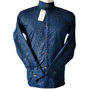 kemko sultan warna navy baju koko pria dewasa lengan panjang kain embos premium etnic