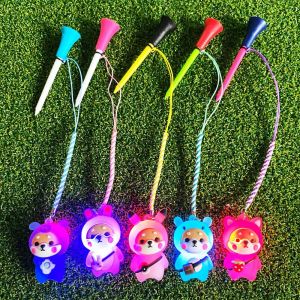 SGFDD 8.3cm Golf Tee Flashing Light Cartoon Golf Rubber Tees Golf Accessories Dog Golf Novelty Shape Tees Insert Into Grass