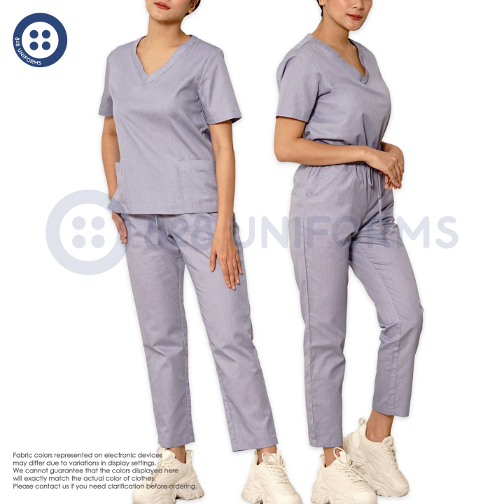 828 Uniforms Ladies' Scrub Suits V-Neck-Blue Grey