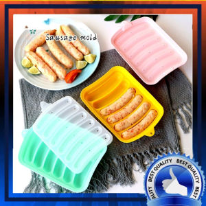 Cetakan Sosis Silikon Dengan Tutup Cetekan Nugget Naget Kukus Silikon Hotdog Kue Telur Puding Es Silikon DIY 6 Lubang Sausage Silicone Mold BPA