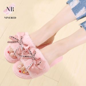 Dép Lông Đi Trong Nhà NineRed Homewear Phối Nơ Xinh Xắn Đế Chống Trơn - D127