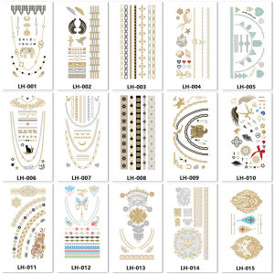 ZEEMIN Manufacturer wholesale bronzing tattoo sticker to picture customization European and American retro waterproof tattoo sticker metal tattoo sticker
